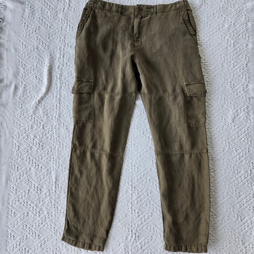 Bella Dahl Rolled Cargo Pocket Linen blend Pant NWT SZ 32 Gorpcore Granola girl - Picture 6 of 10